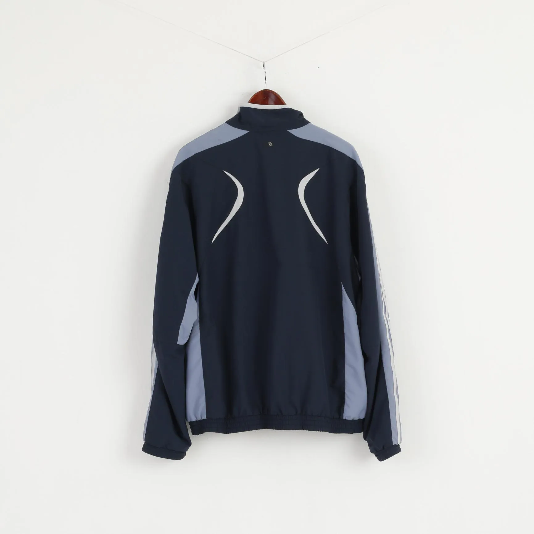 Adidas Men XL Jacket Navy Blue 3 Stripe Active Bomber Zip Up Traning Top