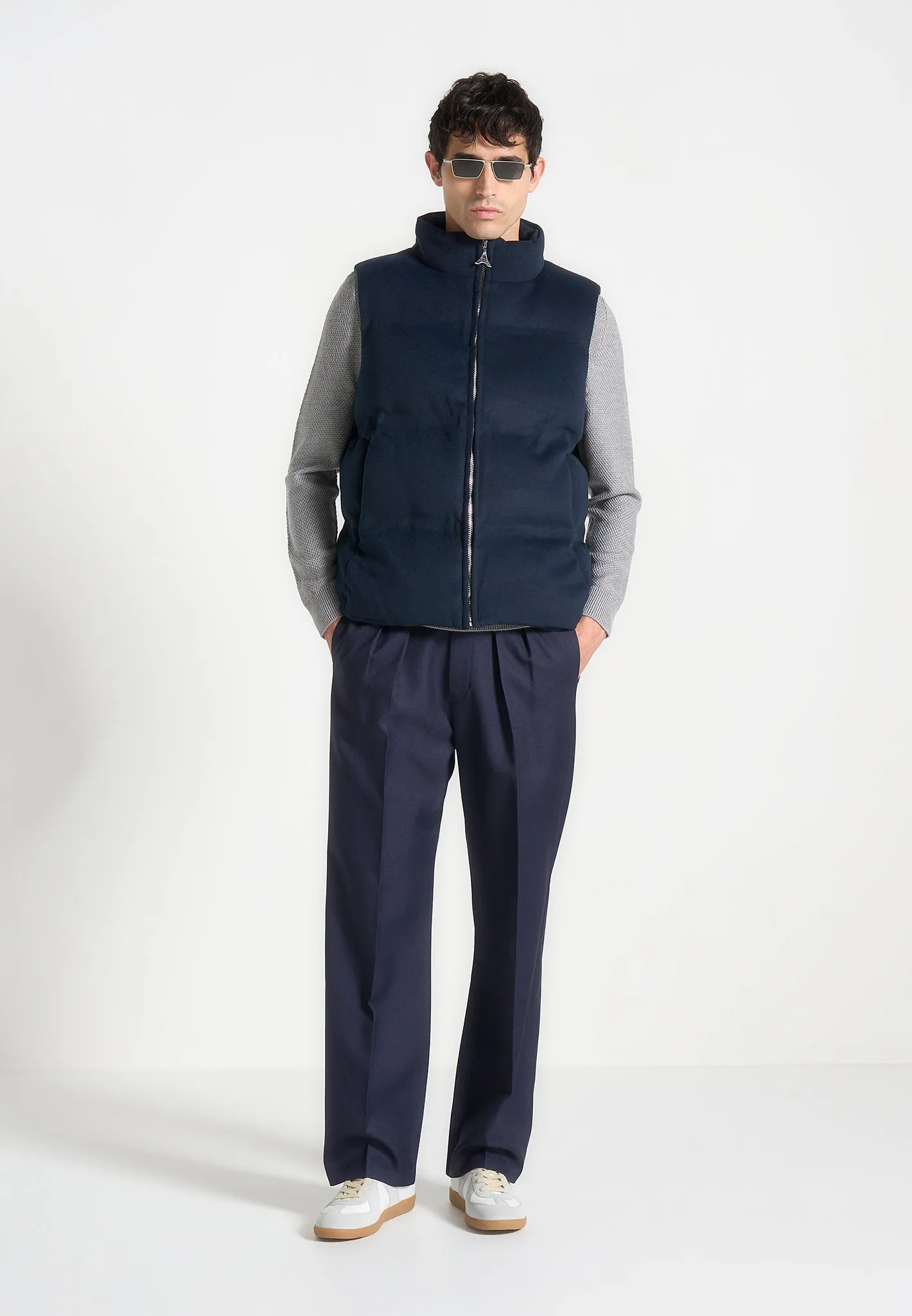 Brushed Marl Puffer Gilet - Navy
