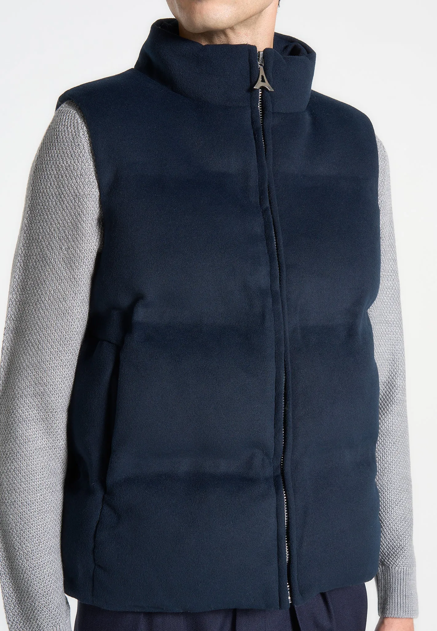 Brushed Marl Puffer Gilet - Navy