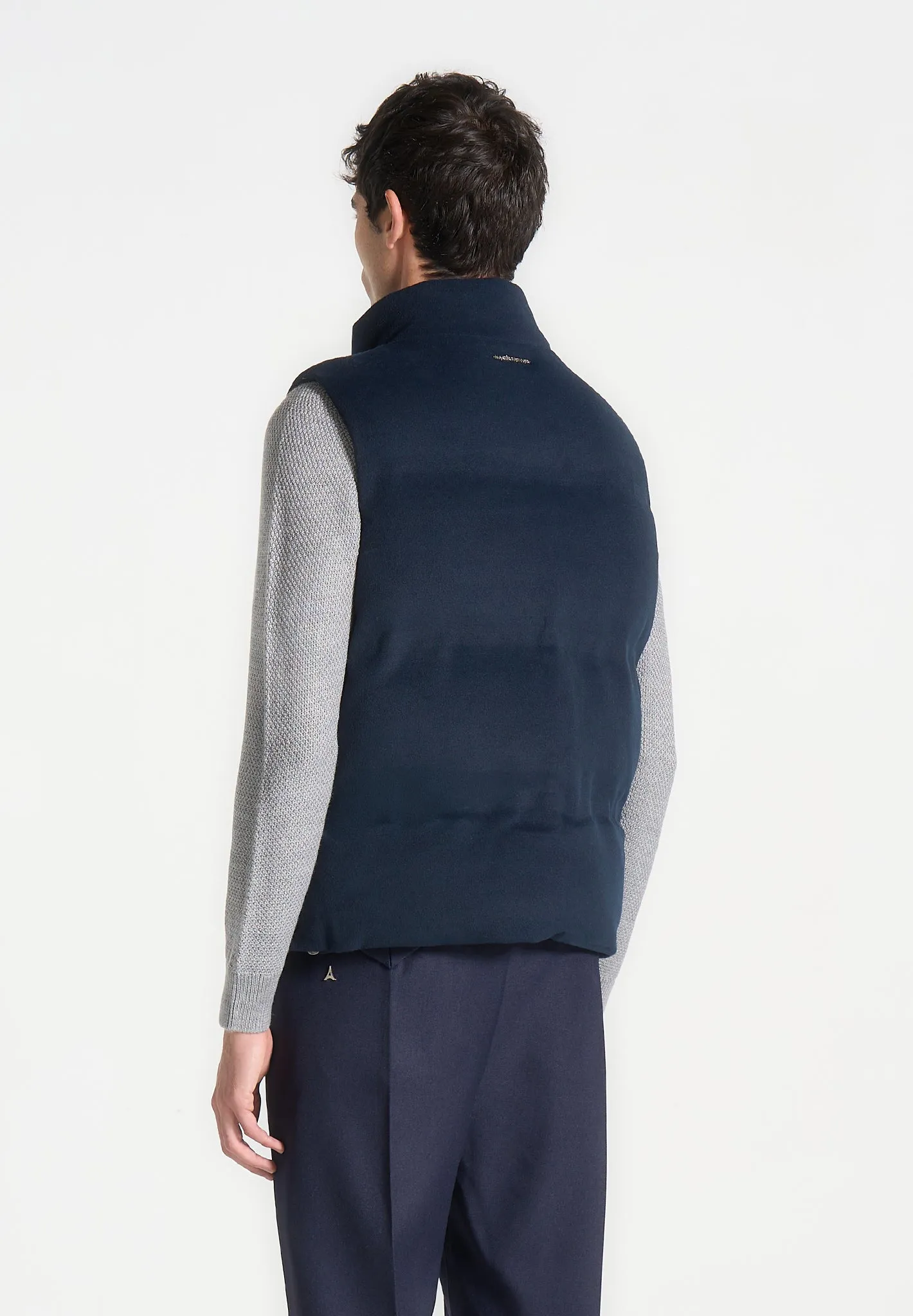 Brushed Marl Puffer Gilet - Navy