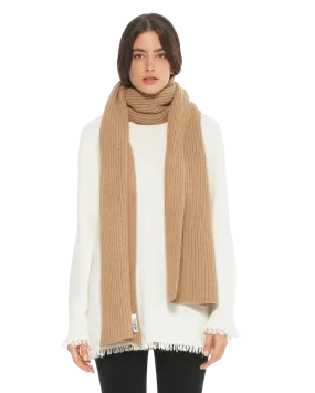 Cashmere & Wool Chunky Ribbed Scarf Camel by Monticelli Cashmere