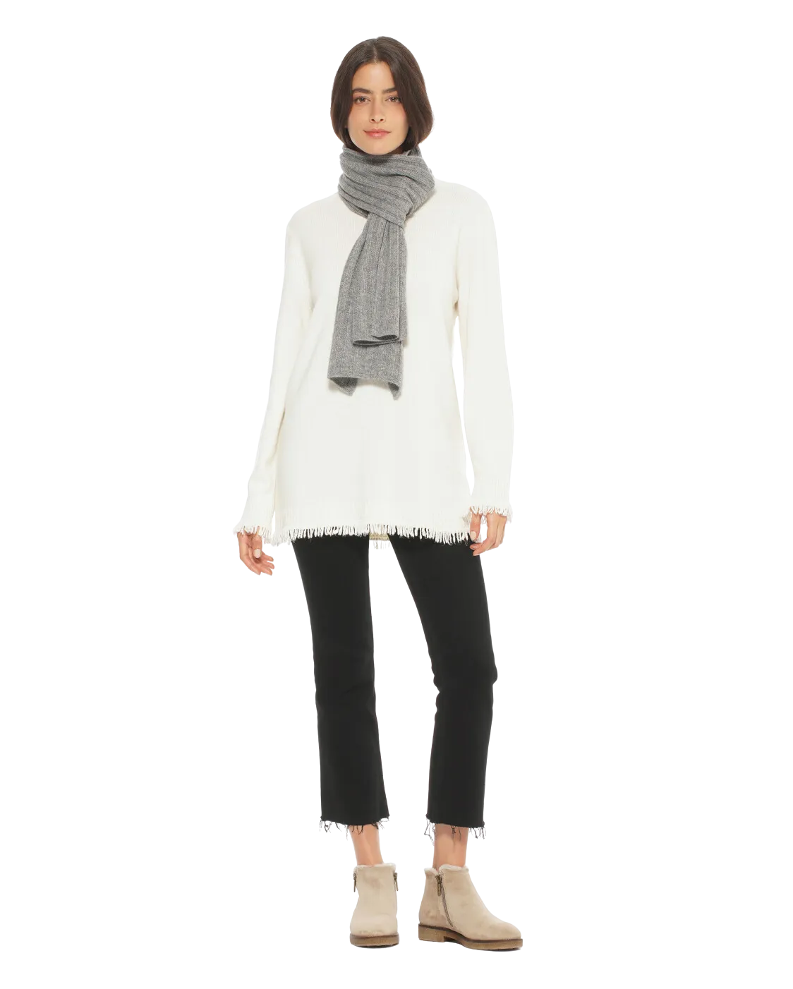 Cashmere & Wool Chunky Ribbed Scarf Camel by Monticelli Cashmere