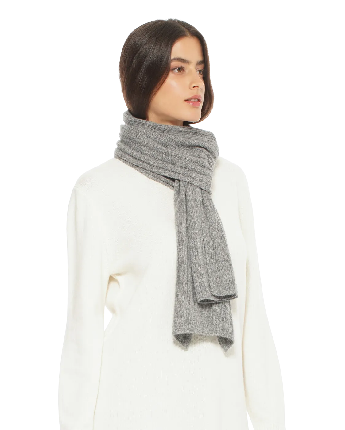 Cashmere & Wool Chunky Ribbed Scarf Camel by Monticelli Cashmere
