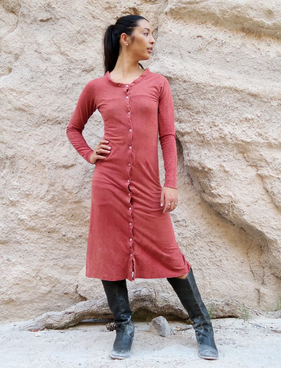 Crew Button Front Simplicity Below Knee Dress