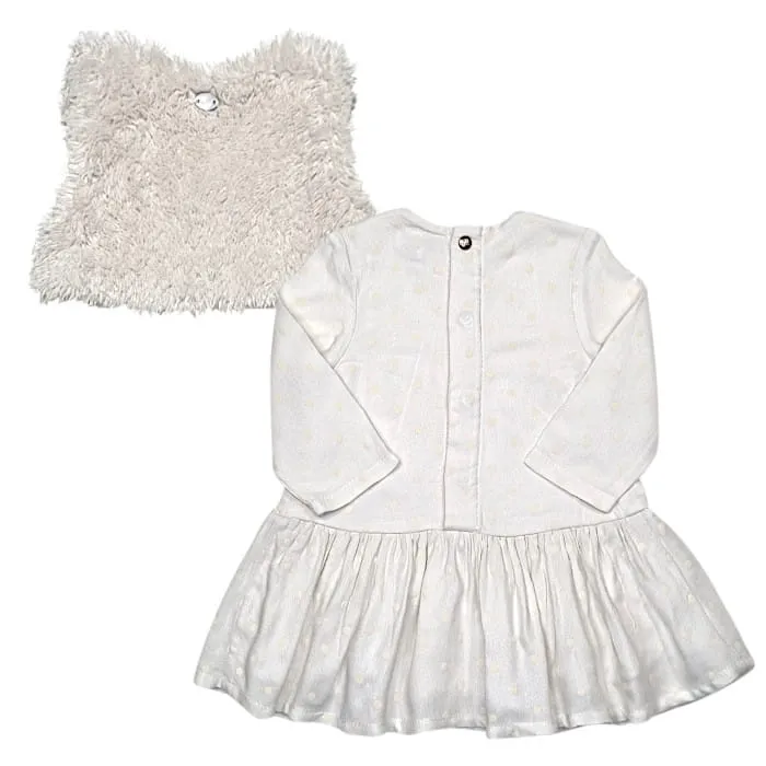 Ensemble gilet sans manches et robe écru
