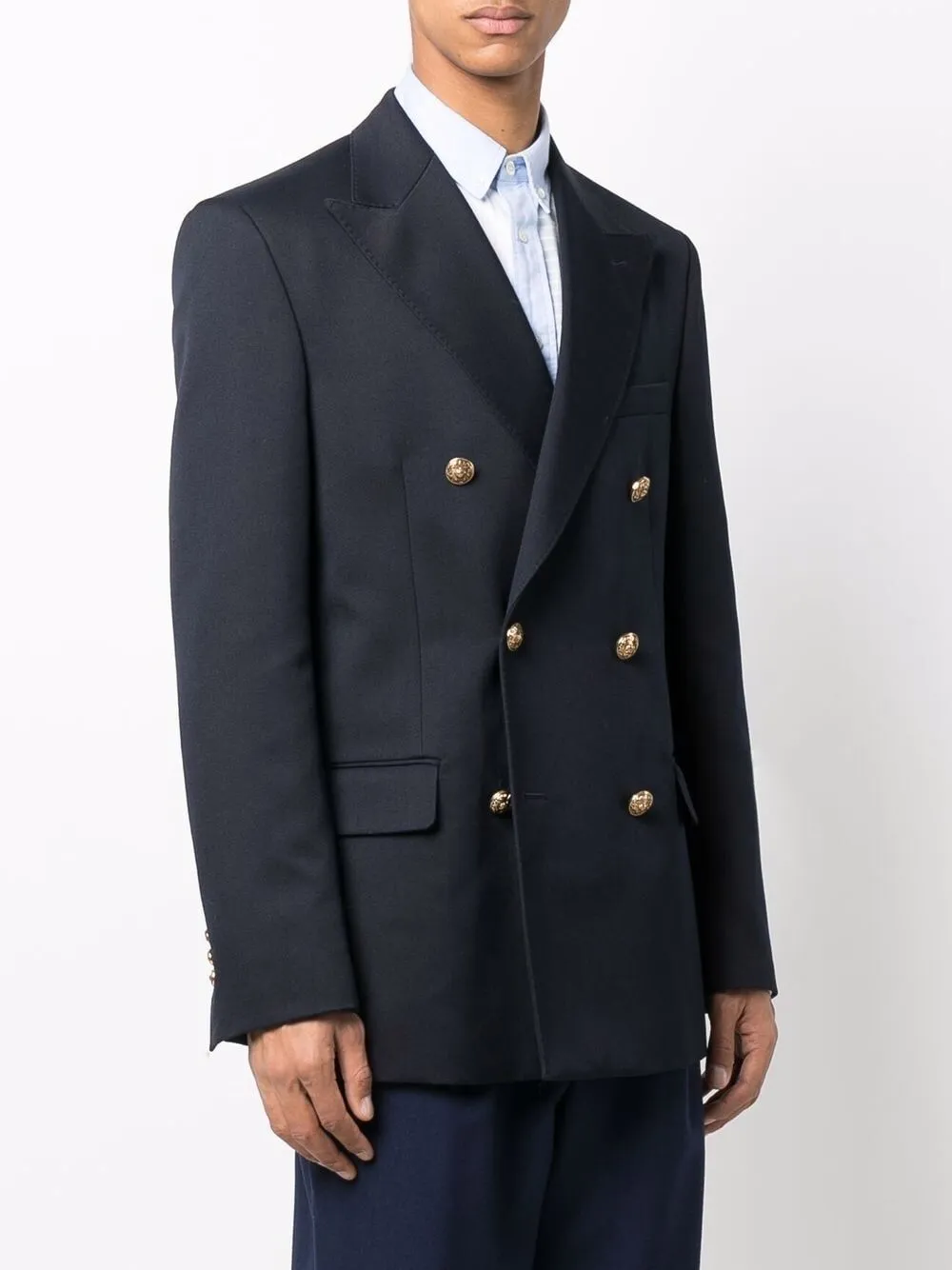 GOLDEN GOOSE Men's Double Breasted Blazer in Compact Gabardine Wool