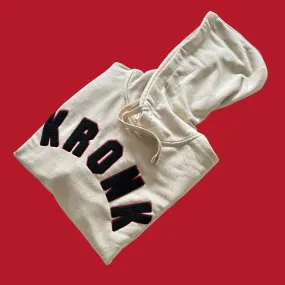 KRONK WAR Towelling Applique Hoodie Loose Fit Ecru
