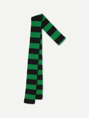 Long Stripe Garter Stitch Scarf - Black/Pagoda