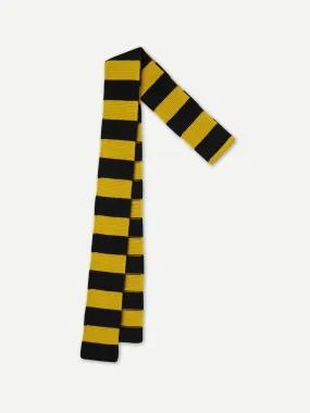 Long Stripe Garter Stitch Scarf - Black/Turmeric