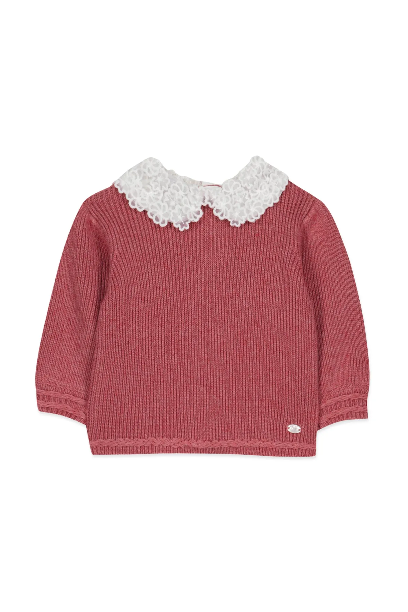 Pull - Rose col galon broderie