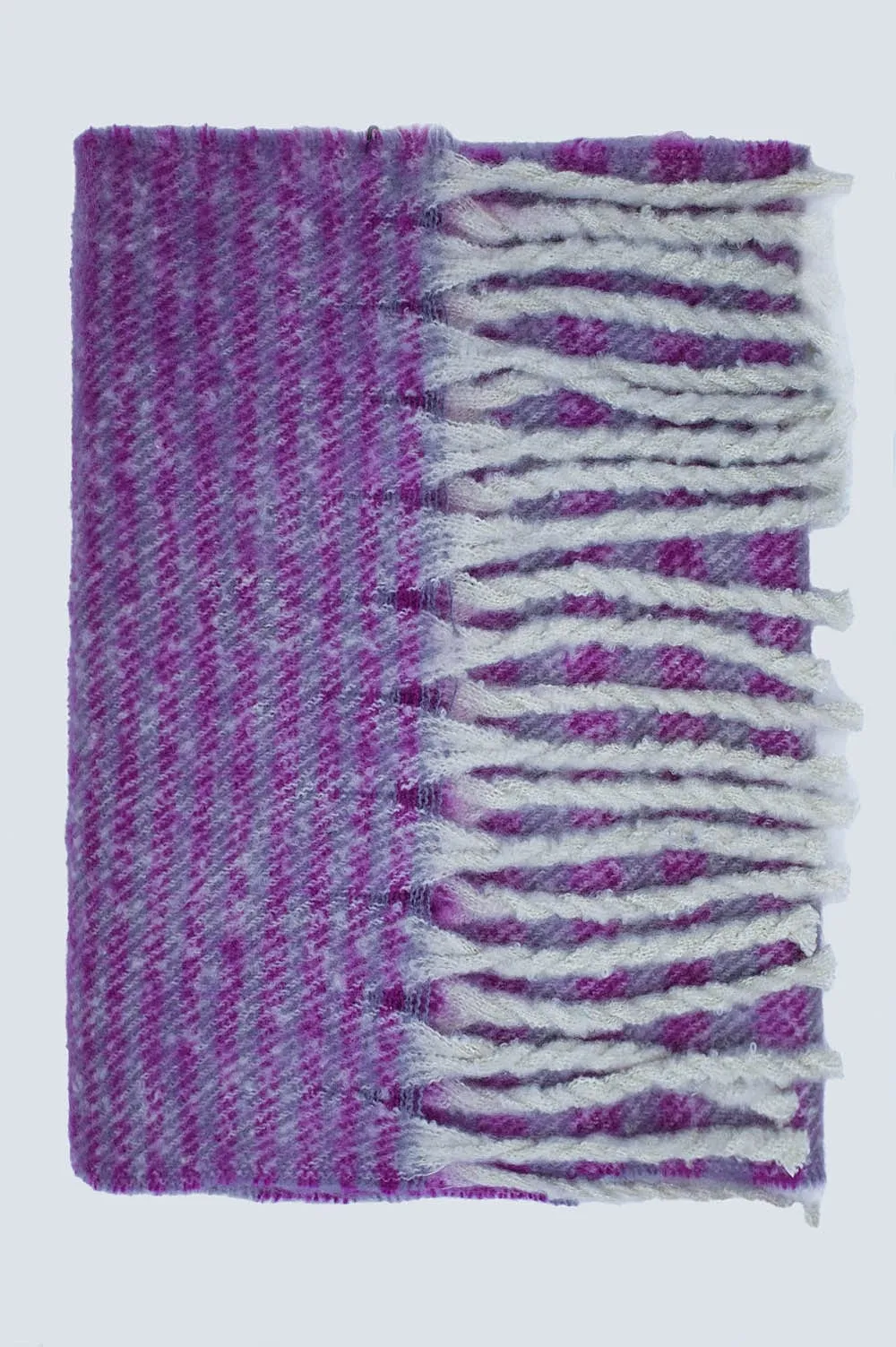 Stripy Chunky Scarf In Lilac And Purple