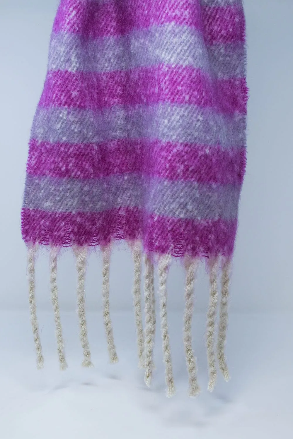 Stripy Chunky Scarf In Lilac And Purple