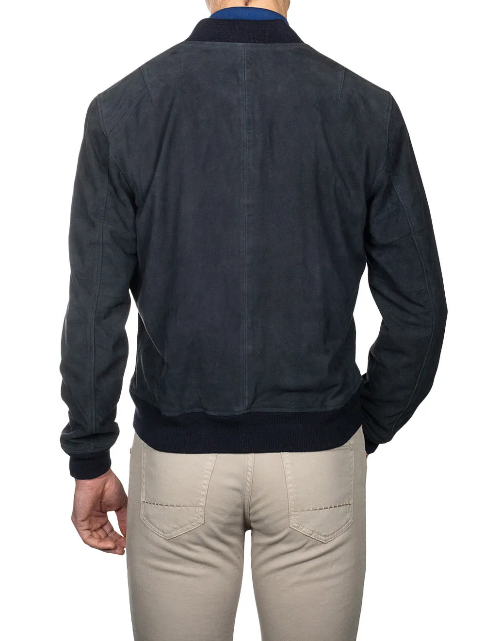 Suede Bomber Jacket Navy