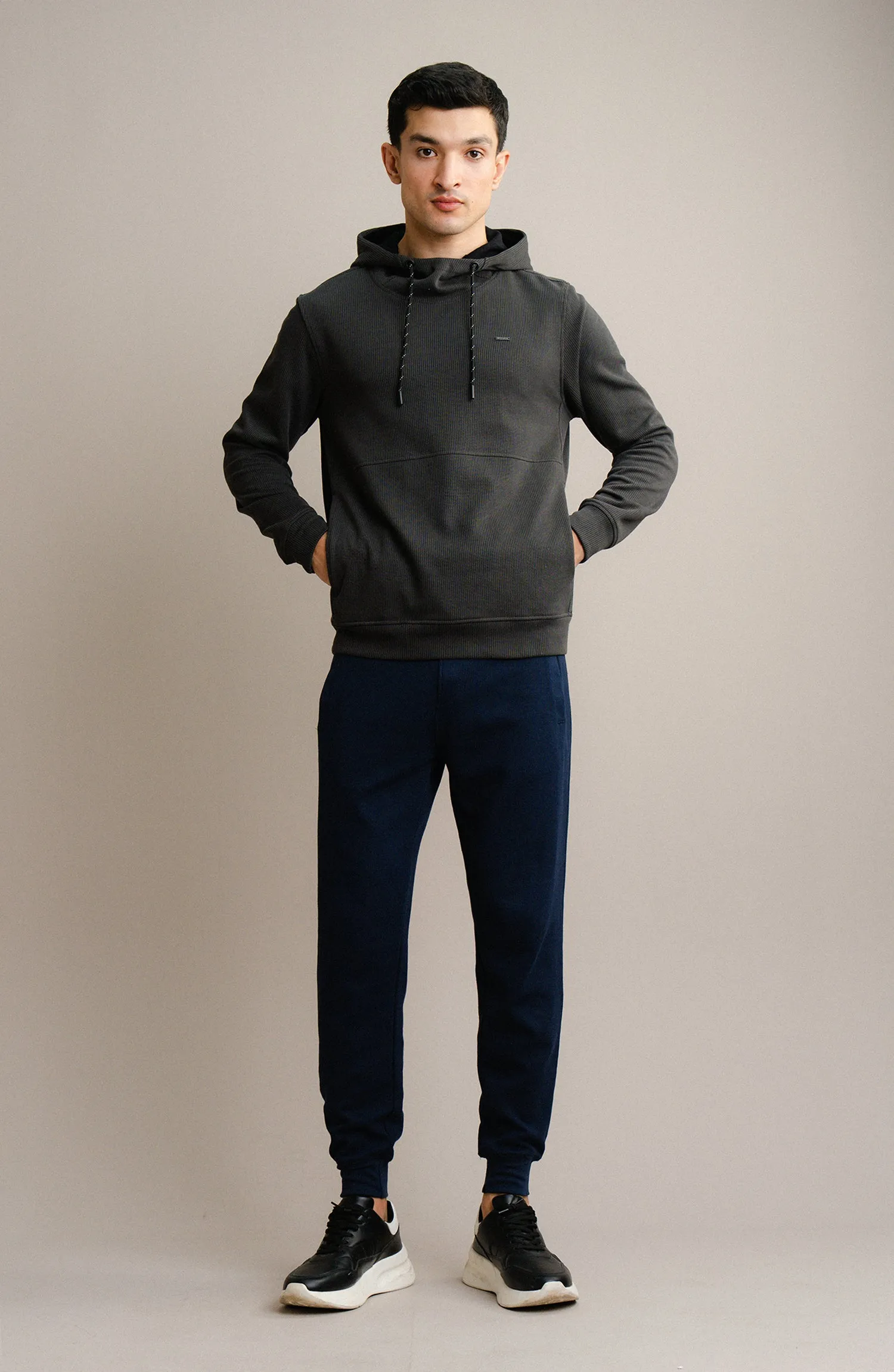 Textured Rib Pullover - Charcoal