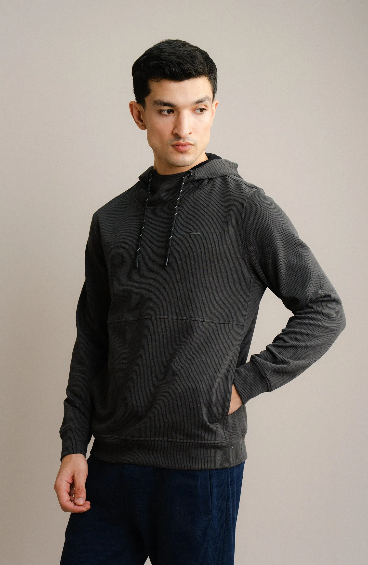 Textured Rib Pullover - Charcoal