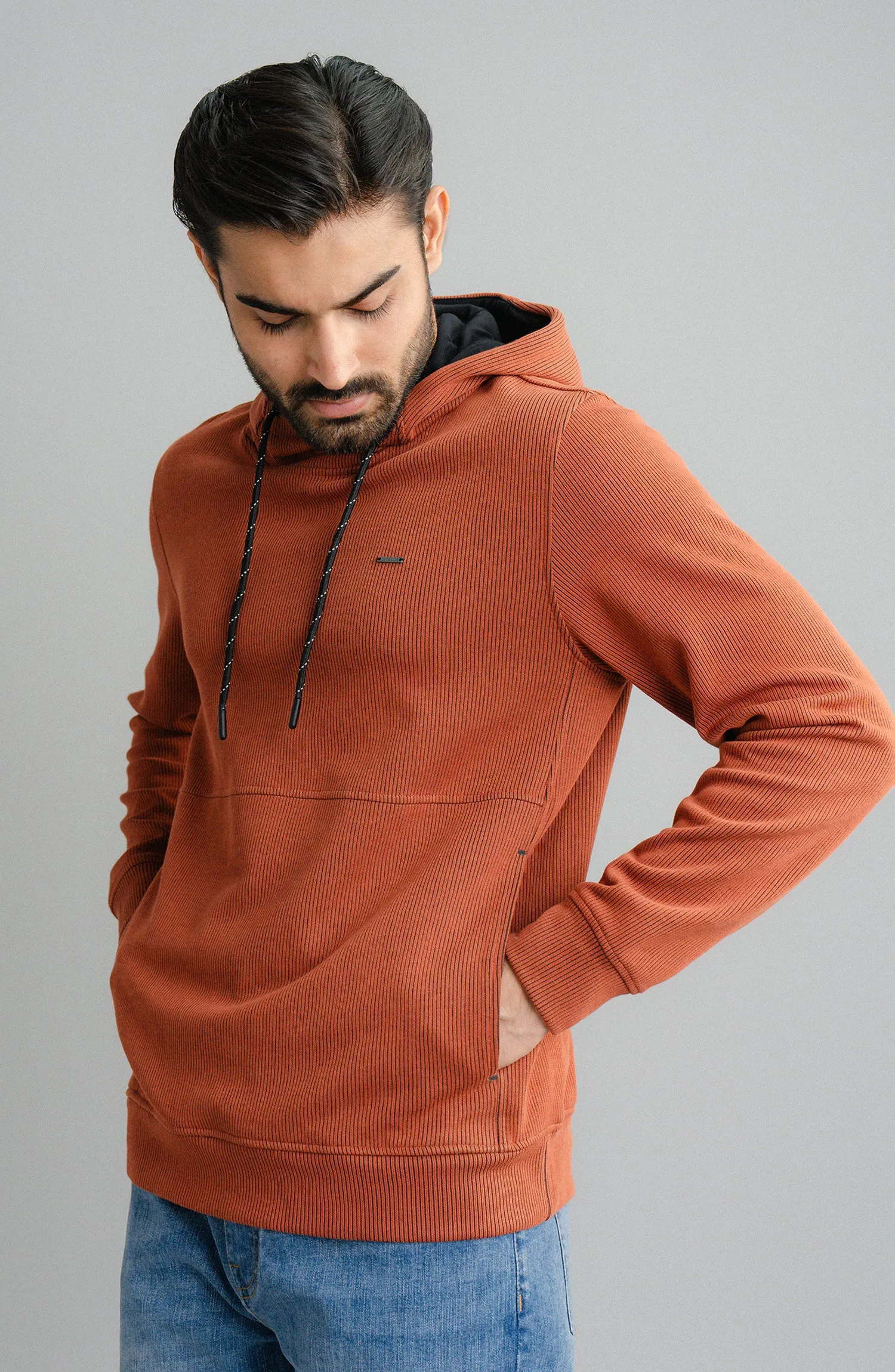 Textured Rib Pullover - Rust