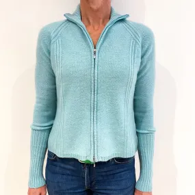 Turquoise Blue Cashmere Zip Up Cardigan Small