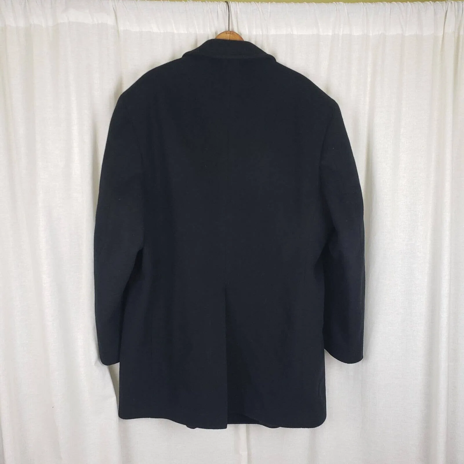 Vintage Jones New York Peacoat Winter Wool Overcoat Mens 44 Black Business