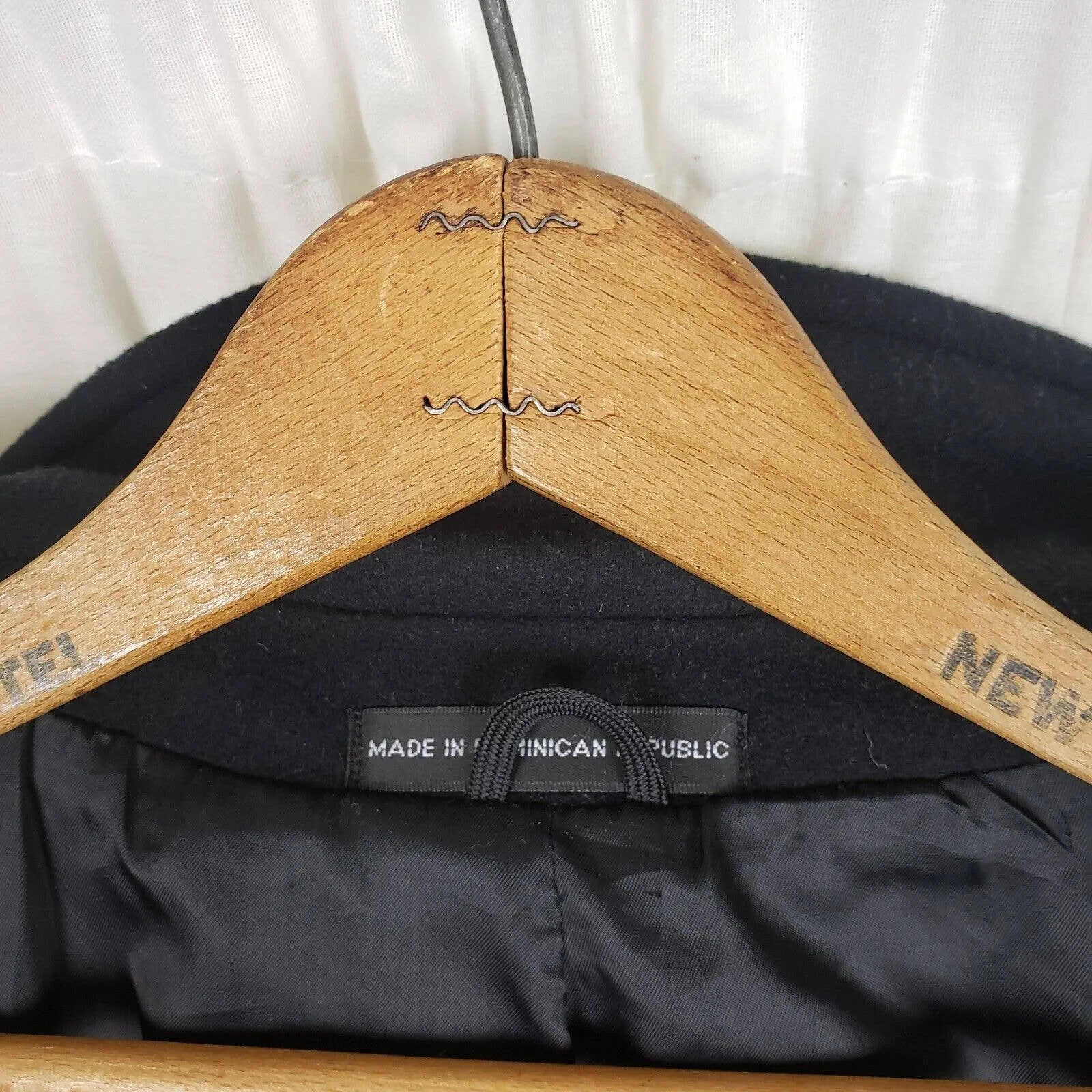 Vintage Jones New York Peacoat Winter Wool Overcoat Mens 44 Black Business