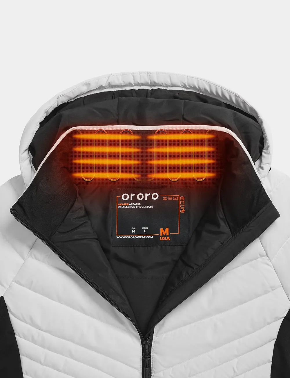 Women's Heated Down Jacket - White / Black