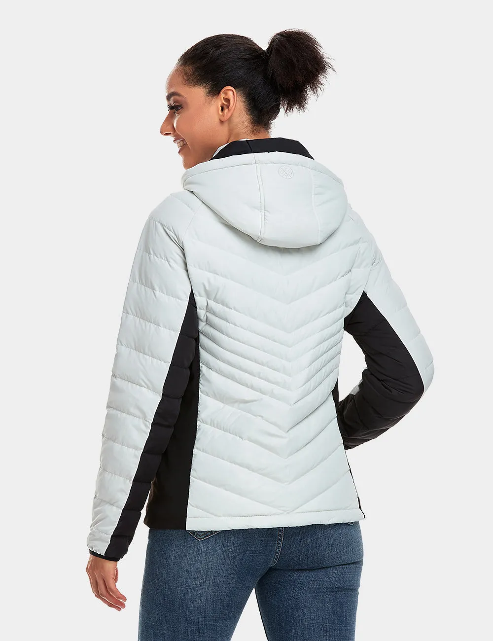 Women's Heated Down Jacket - White / Black
