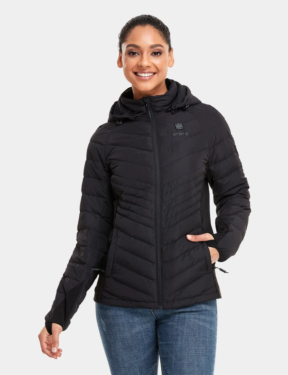 Women's Heated Down Jacket - White / Black